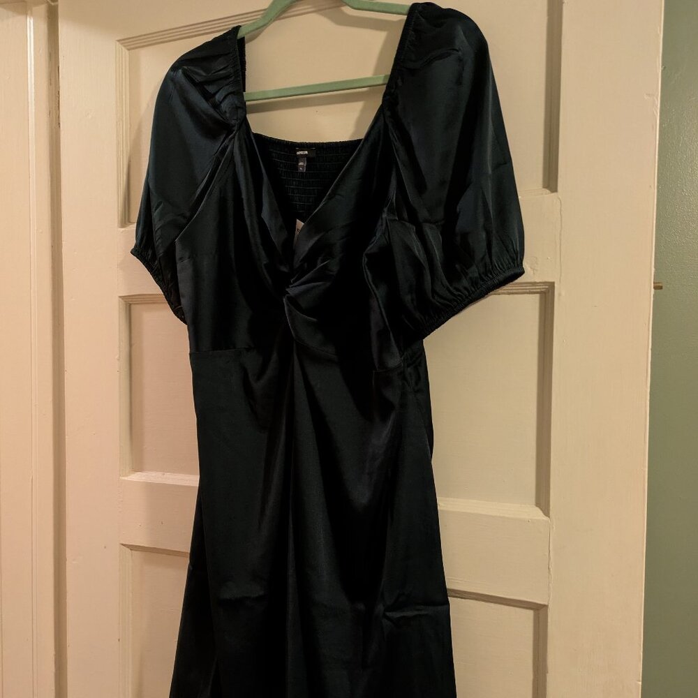 Express Satin Dress, Size XL, Emerald, New with Tags